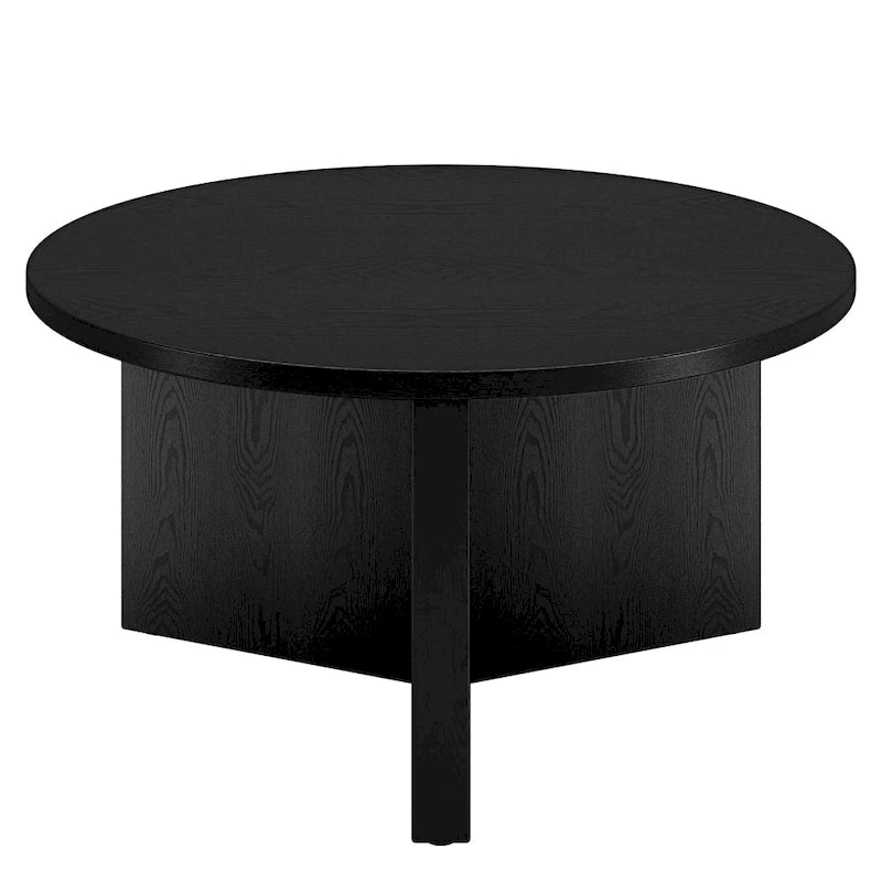 Table basse ronde multicolore avec piètement en X – Style scandinave, pour 1 à 2 personnes