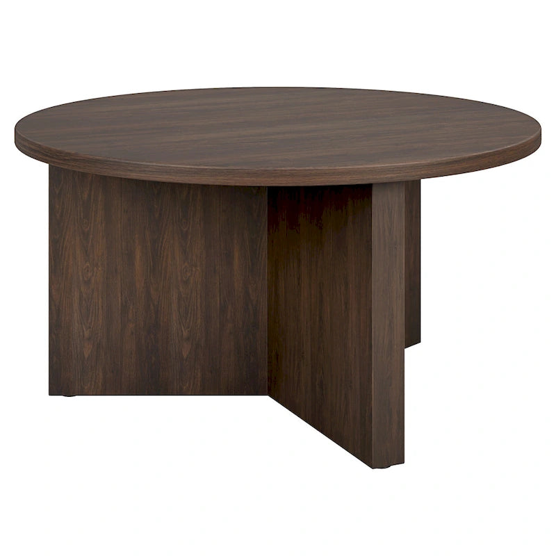 Table basse ronde multicolore avec piètement en X – Style scandinave, pour 1 à 2 personnes