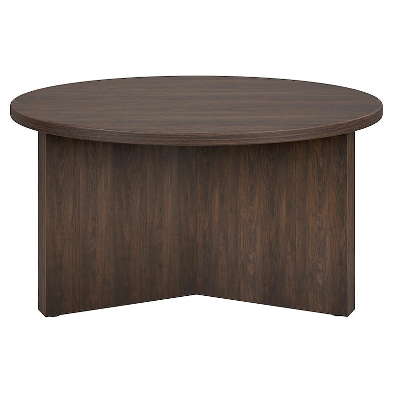 Table basse ronde multicolore avec piètement en X – Style scandinave, pour 1 à 2 personnes