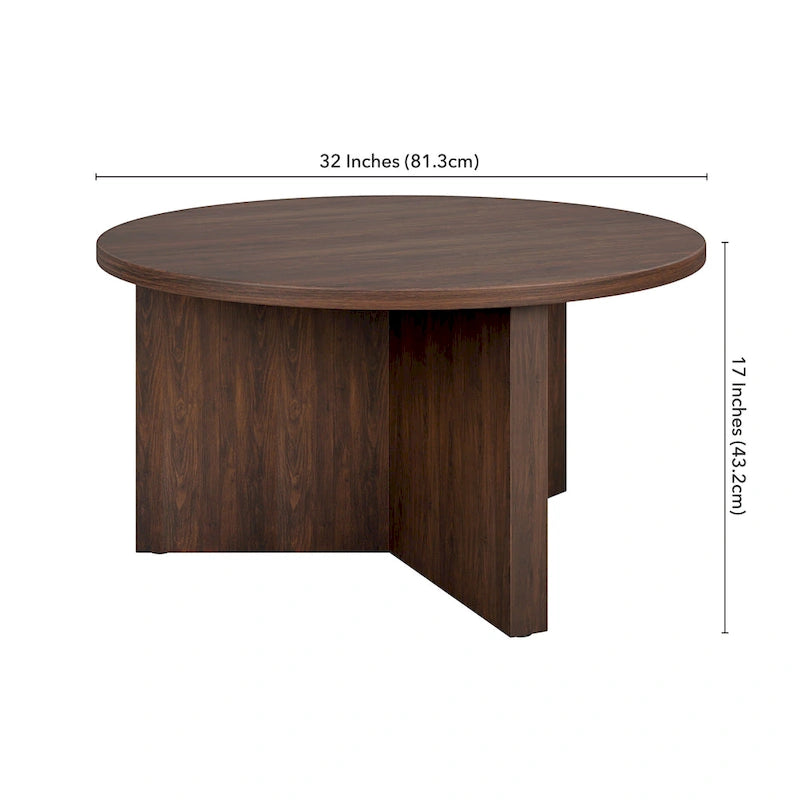 Table basse ronde multicolore avec piètement en X – Style scandinave, pour 1 à 2 personnes