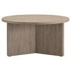 Table basse ronde multicolore avec piètement en X – Style scandinave, pour 1 à 2 personnes