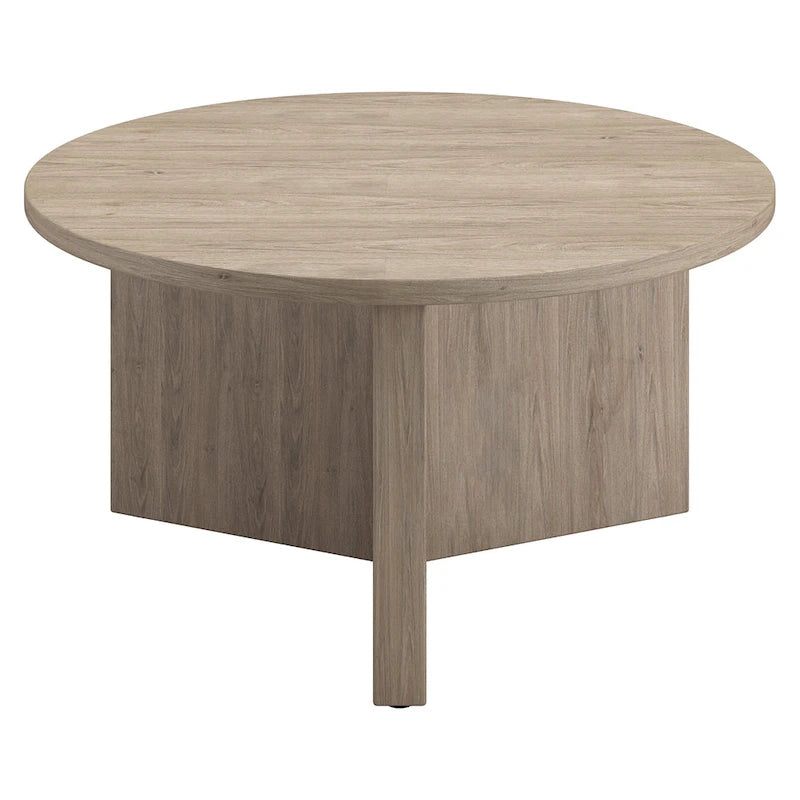 Table basse ronde multicolore avec piètement en X – Style scandinave, pour 1 à 2 personnes