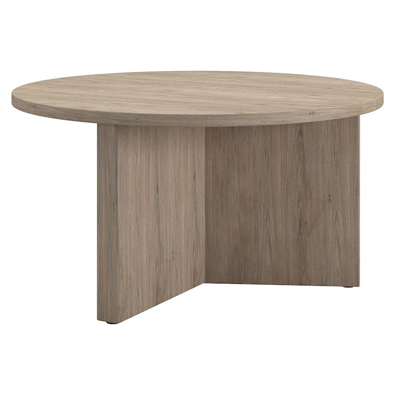 Table basse ronde multicolore avec piètement en X – Style scandinave, pour 1 à 2 personnes