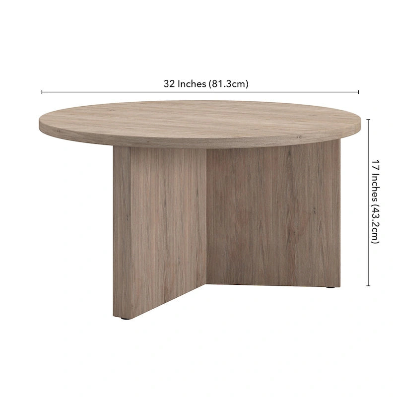 Table basse ronde multicolore avec piètement en X – Style scandinave, pour 1 à 2 personnes