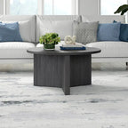 Table basse ronde multicolore avec piètement en X – Style scandinave, pour 1 à 2 personnes