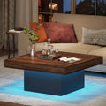 Table basse carrée LED multicolore – Style rustique de ferme, pour 1 à 4 personnes