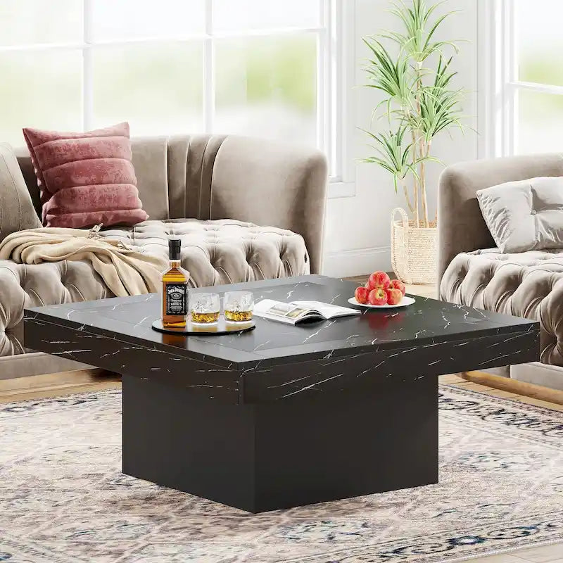 Table basse carrée LED multicolore – Style rustique de ferme, pour 1 à 4 personnes