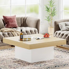 Table basse carrée LED multicolore – Style rustique de ferme, pour 1 à 4 personnes