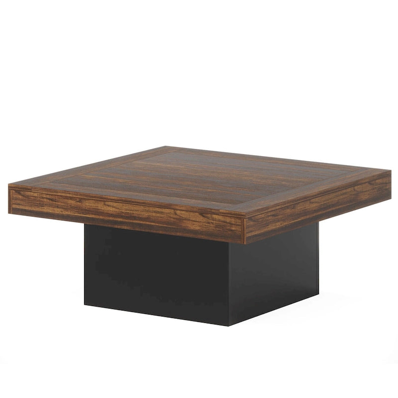 Table basse carrée LED multicolore – Style rustique de ferme, pour 1 à 4 personnes