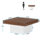 Table basse carrée LED multicolore – Style rustique de ferme, pour 1 à 4 personnes