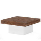Table basse carrée LED multicolore – Style rustique de ferme, pour 1 à 4 personnes