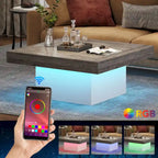 Table basse carrée LED multicolore – Style rustique de ferme, pour 1 à 4 personnes