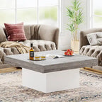 Table basse carrée LED multicolore – Style rustique de ferme, pour 1 à 4 personnes