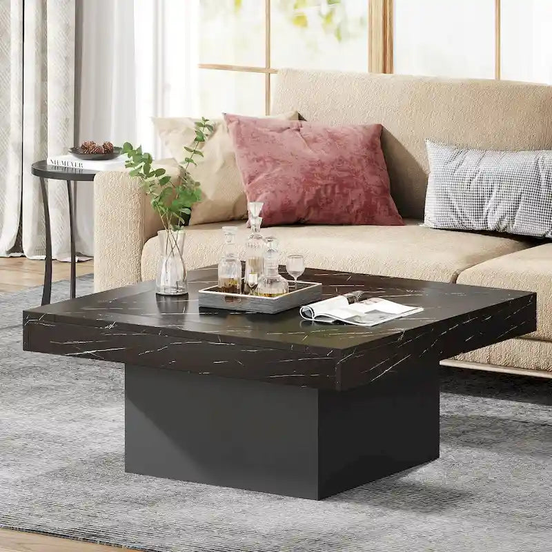 Table basse carrée LED multicolore – Style rustique de ferme, pour 1 à 4 personnes