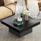 Table basse carrée LED multicolore – Style rustique de ferme, pour 1 à 4 personnes