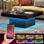 Table basse carrée LED multicolore – Style rustique de ferme, pour 1 à 4 personnes