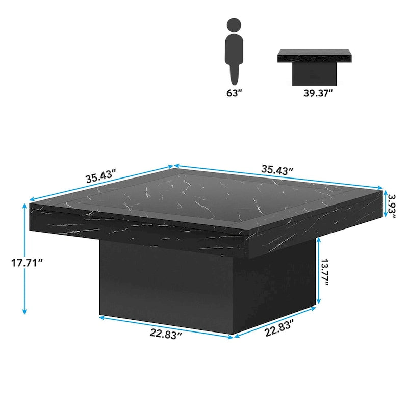 Table basse carrée LED multicolore – Style rustique de ferme, pour 1 à 4 personnes