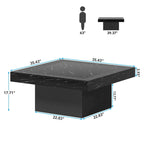 Table basse carrée LED multicolore – Style rustique de ferme, pour 1 à 4 personnes