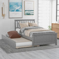 Lit plateforme double en pin massif gris/blanc avec lit gigogne – Style moderne, pour 1 à 2 personnes