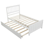 Lit plateforme double en pin massif gris/blanc avec lit gigogne – Style moderne, pour 1 à 2 personnes