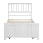 Lit plateforme double en pin massif gris/blanc avec lit gigogne – Style moderne, pour 1 à 2 personnes