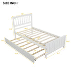 Lit plateforme double en pin massif gris/blanc avec lit gigogne – Style moderne, pour 1 à 2 personnes