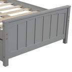 Lit plateforme double en pin massif gris/blanc avec lit gigogne – Style moderne, pour 1 à 2 personnes