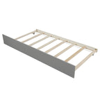 Lit plateforme double en pin massif gris/blanc avec lit gigogne – Style moderne, pour 1 à 2 personnes