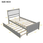 Lit plateforme double en pin massif gris/blanc avec lit gigogne – Style moderne, pour 1 à 2 personnes