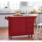 Chariot de cuisine à abattant 3 tiroirs Noir / Gris clair / Rouge / Blanc / Gris anthracite / Cerisier / Bleu indigo – Cadre en bois avec armoire, Unité simple