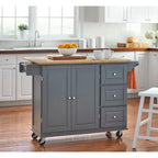 Chariot de cuisine à abattant 3 tiroirs Noir / Gris clair / Rouge / Blanc / Gris anthracite / Cerisier / Bleu indigo – Cadre en bois avec armoire, Unité simple