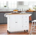 Chariot de cuisine à abattant 3 tiroirs Noir / Gris clair / Rouge / Blanc / Gris anthracite / Cerisier / Bleu indigo – Cadre en bois avec armoire, Unité simple