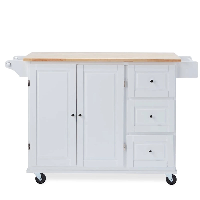 Chariot de cuisine à abattant 3 tiroirs Noir / Gris clair / Rouge / Blanc / Gris anthracite / Cerisier / Bleu indigo – Cadre en bois avec armoire, Unité simple