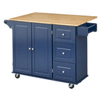 Chariot de cuisine à abattant 3 tiroirs Noir / Gris clair / Rouge / Blanc / Gris anthracite / Cerisier / Bleu indigo – Cadre en bois avec armoire, Unité simple