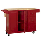 Chariot de cuisine à abattant 3 tiroirs Noir / Gris clair / Rouge / Blanc / Gris anthracite / Cerisier / Bleu indigo – Cadre en bois avec armoire, Unité simple