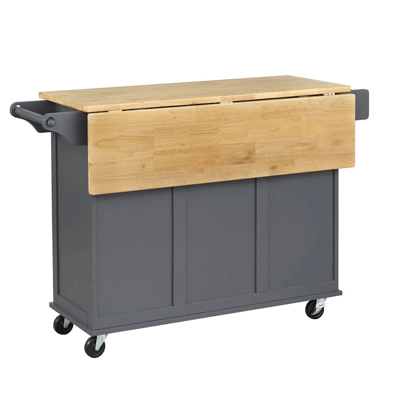 Chariot de cuisine à abattant 3 tiroirs Noir / Gris clair / Rouge / Blanc / Gris anthracite / Cerisier / Bleu indigo – Cadre en bois avec armoire, Unité simple