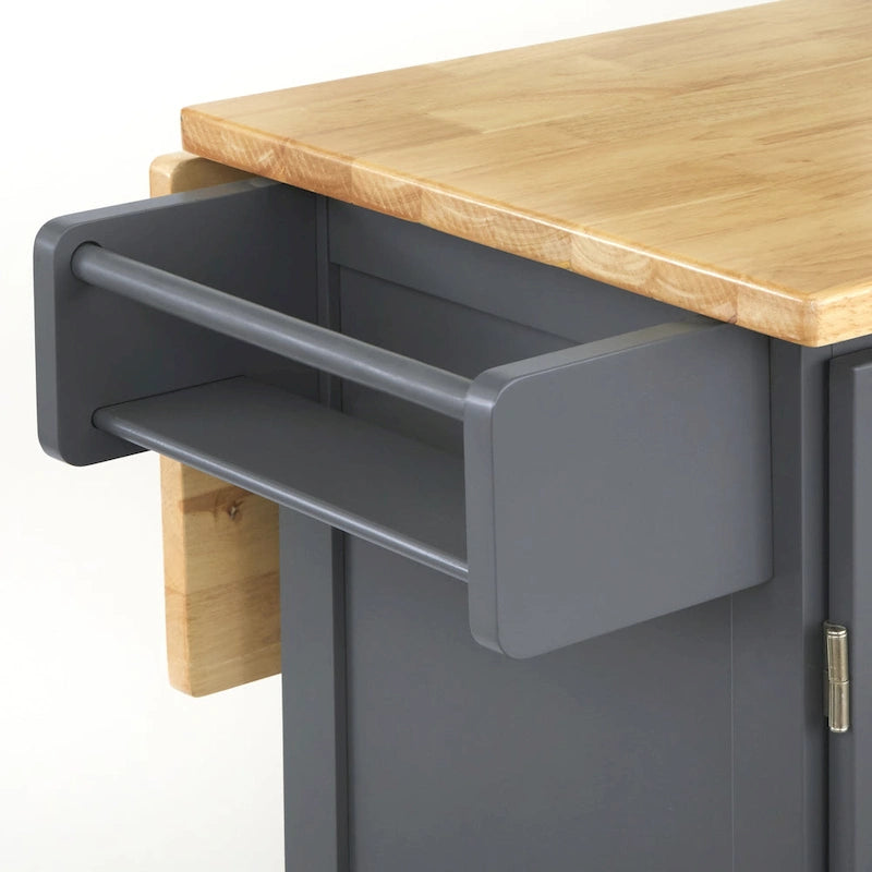 Chariot de cuisine à abattant 3 tiroirs Noir / Gris clair / Rouge / Blanc / Gris anthracite / Cerisier / Bleu indigo – Cadre en bois avec armoire, Unité simple