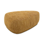 Pouf triangulaire arrondi jaune moutarde / havane – Style moderne, pour 1 à 2 personnes