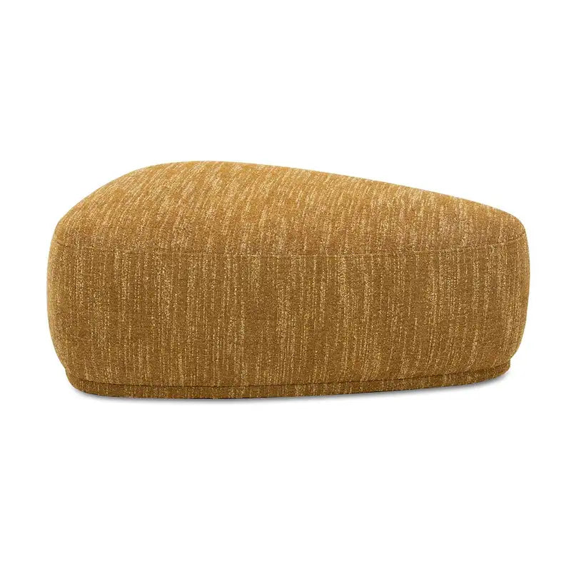 Pouf triangulaire arrondi jaune moutarde / havane – Style moderne, pour 1 à 2 personnes