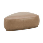 Pouf triangulaire arrondi jaune moutarde / havane – Style moderne, pour 1 à 2 personnes