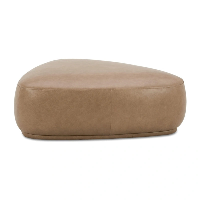 Pouf triangulaire arrondi jaune moutarde / havane – Style moderne, pour 1 à 2 personnes