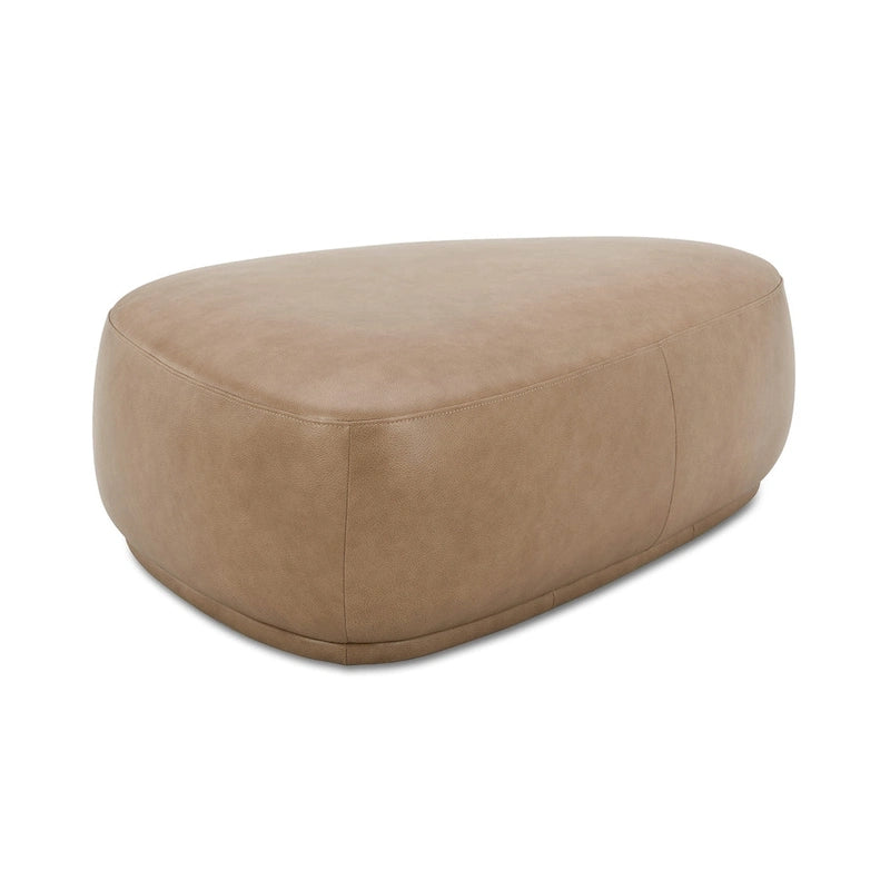 Pouf triangulaire arrondi jaune moutarde / havane – Style moderne, pour 1 à 2 personnes