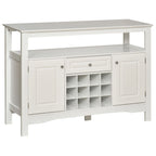 Buffet/bar de cuisine moderne expresso/blanc avec tiroir, 2 placards et casier à vin pour 12 bouteilles – Unité individuelle