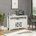 Buffet/bar de cuisine moderne expresso/blanc avec tiroir, 2 placards et casier à vin pour 12 bouteilles – Unité individuelle