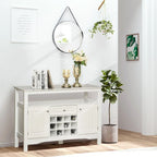 Buffet/bar de cuisine moderne expresso/blanc avec tiroir, 2 placards et casier à vin pour 12 bouteilles – Unité individuelle