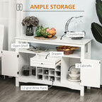 Buffet/bar de cuisine moderne expresso/blanc avec tiroir, 2 placards et casier à vin pour 12 bouteilles – Unité individuelle