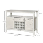 Buffet/bar de cuisine moderne expresso/blanc avec tiroir, 2 placards et casier à vin pour 12 bouteilles – Unité individuelle