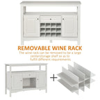 Buffet/bar de cuisine moderne expresso/blanc avec tiroir, 2 placards et casier à vin pour 12 bouteilles – Unité individuelle