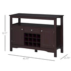 Buffet/bar de cuisine moderne expresso/blanc avec tiroir, 2 placards et casier à vin pour 12 bouteilles – Unité individuelle
