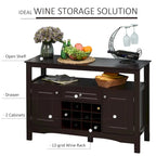 Buffet/bar de cuisine moderne expresso/blanc avec tiroir, 2 placards et casier à vin pour 12 bouteilles – Unité individuelle